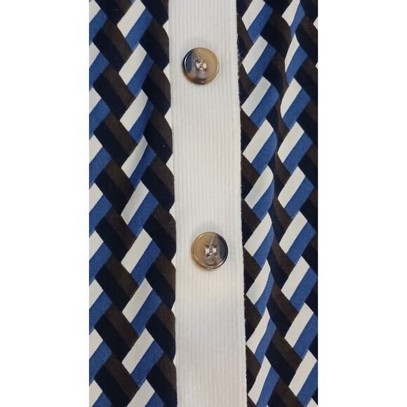 MELLODAY Top Women's Small Long Sleeve Geometric Collared V-Neck Pullover NWT - Picture 7 of 11